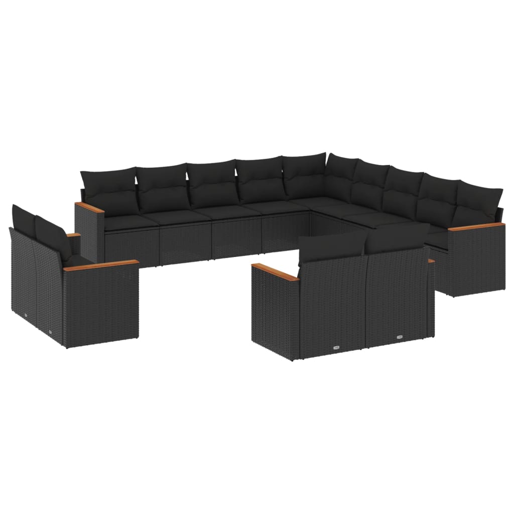 13-delige Loungeset met kussens poly rattan zwart is nu te koop bij PeponiXL, paradijselijk wonen!