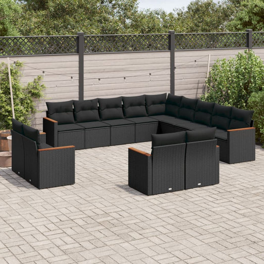 13-delige Loungeset met kussens poly rattan zwart is nu te koop bij PeponiXL, paradijselijk wonen!