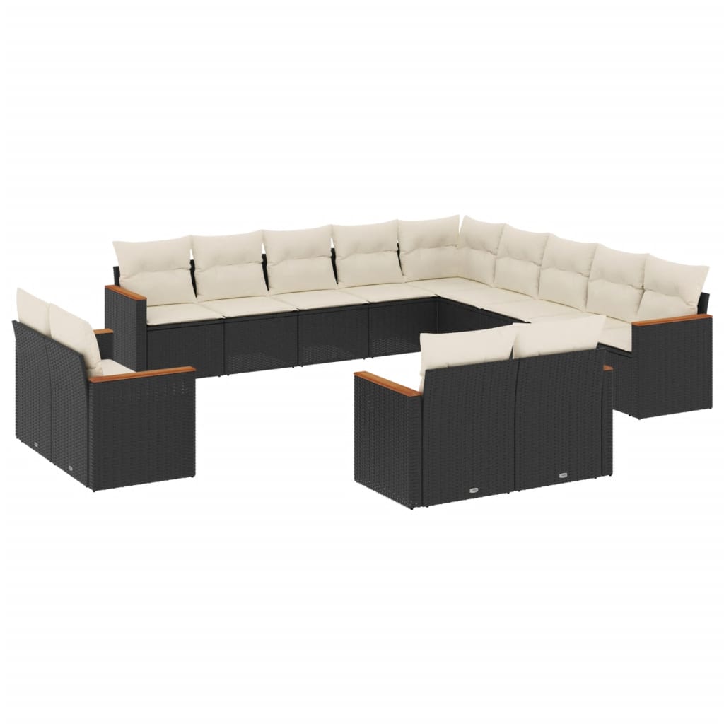 13-delige Loungeset met kussens poly rattan zwart is nu te koop bij PeponiXL, paradijselijk wonen!