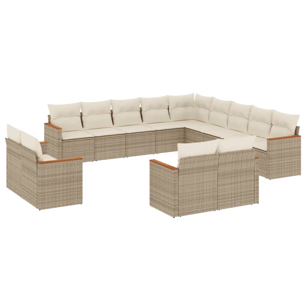 13-delige Loungeset met kussens poly rattan beige is nu te koop bij PeponiXL, paradijselijk wonen!
