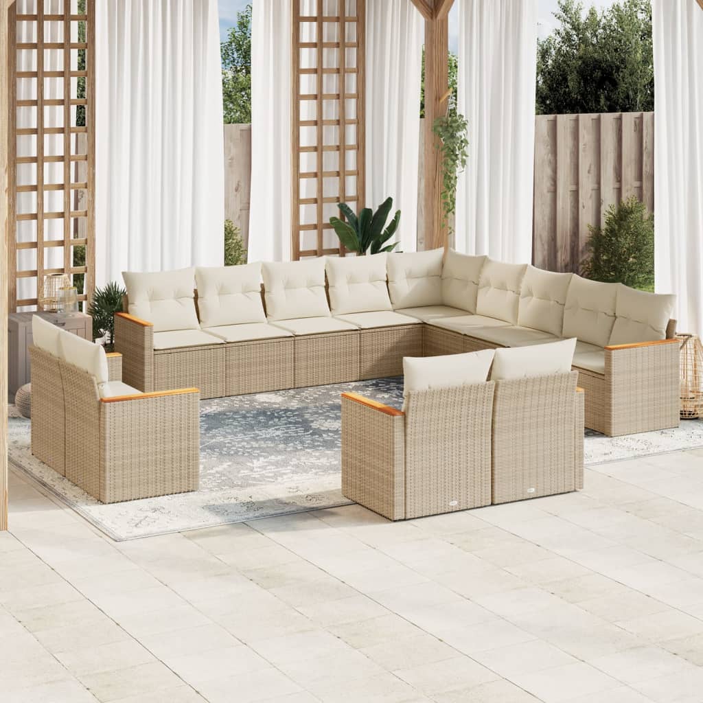 13-delige Loungeset met kussens poly rattan beige is nu te koop bij PeponiXL, paradijselijk wonen!
