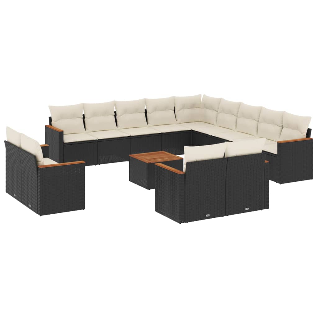 14-delige Loungeset met kussens poly rattan zwart is nu te koop bij PeponiXL, paradijselijk wonen!