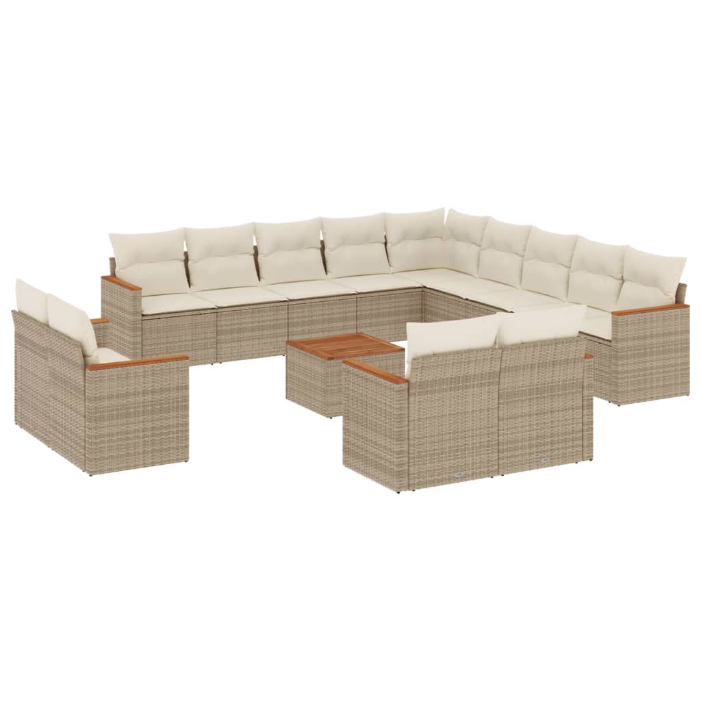 14-delige Loungeset met kussens poly rattan beige is nu te koop bij PeponiXL, paradijselijk wonen!