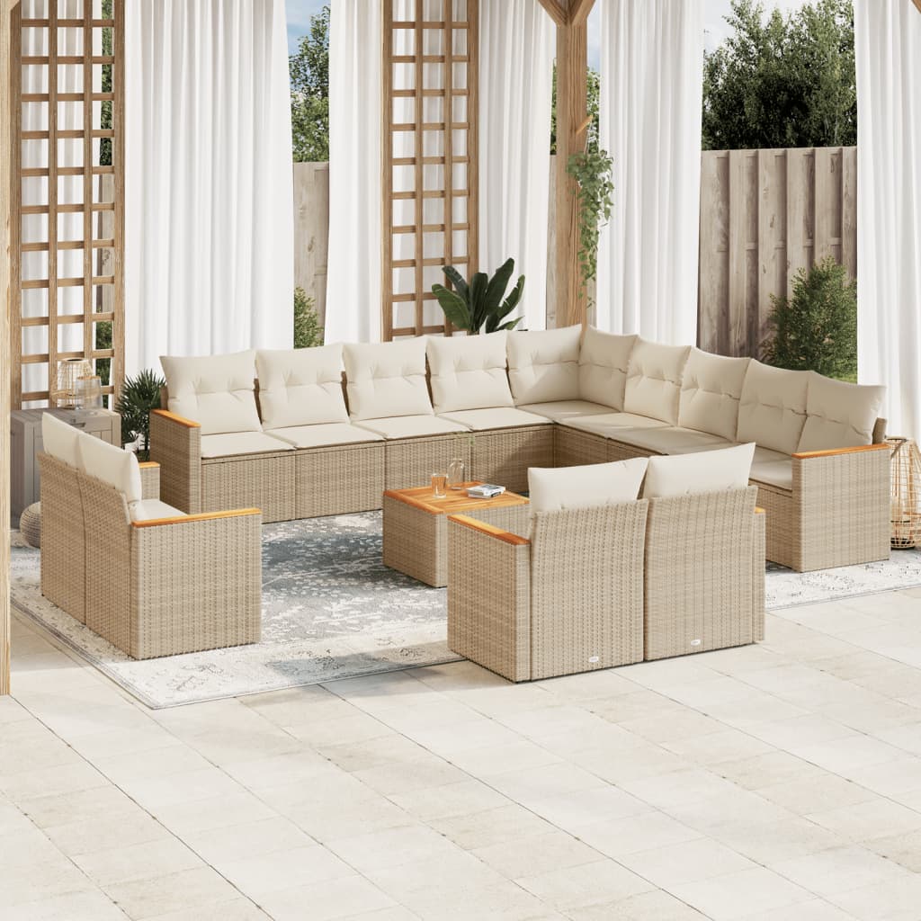 14-delige Loungeset met kussens poly rattan beige is nu te koop bij PeponiXL, paradijselijk wonen!