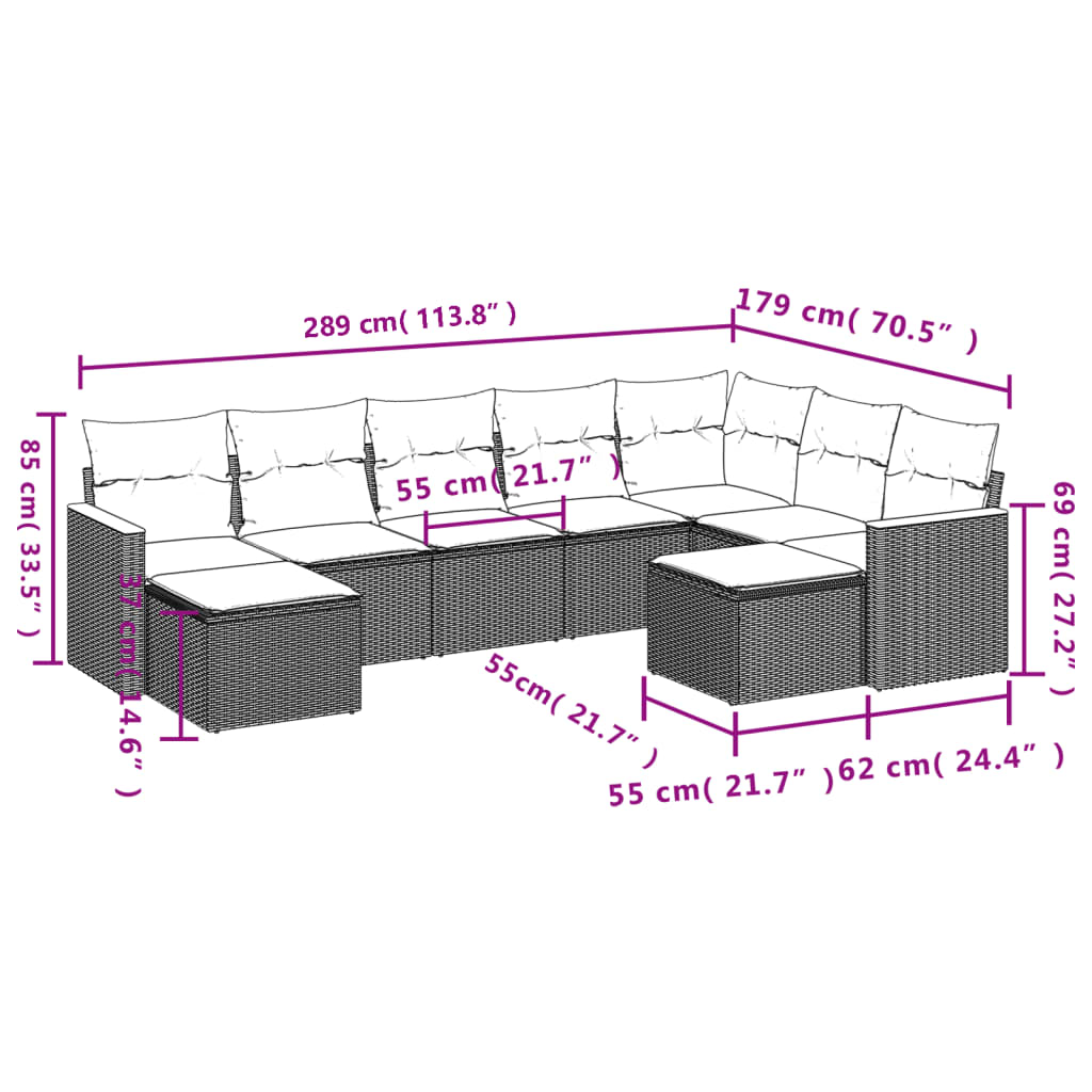 9-delige Loungeset met kussens poly rattan zwart is nu te koop bij PeponiXL, paradijselijk wonen!