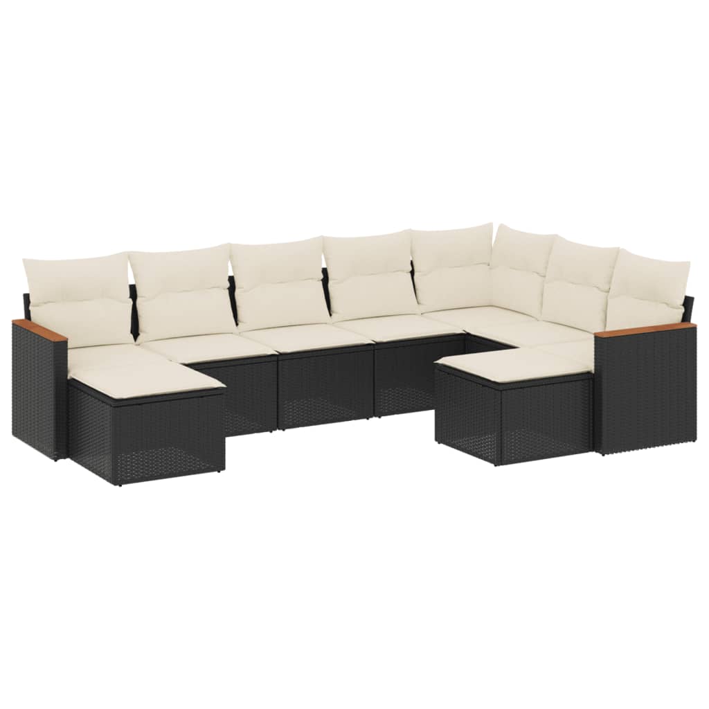 9-delige Loungeset met kussens poly rattan zwart is nu te koop bij PeponiXL, paradijselijk wonen!