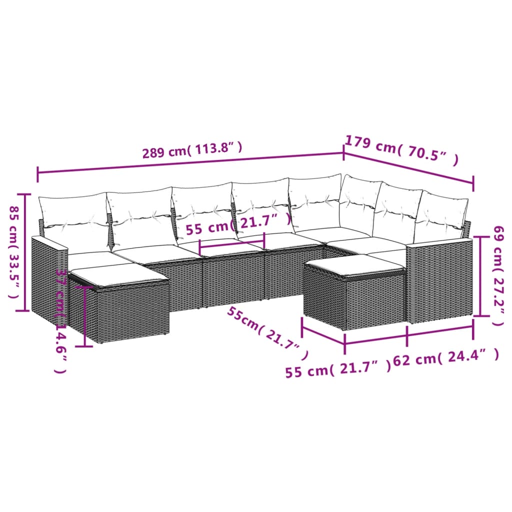9-delige Loungeset met kussens poly rattan zwart is nu te koop bij PeponiXL, paradijselijk wonen!