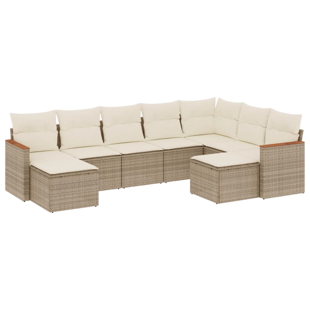 9-delige Loungeset met kussens poly rattan beige is nu te koop bij PeponiXL, paradijselijk wonen!