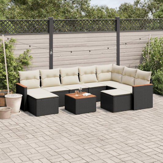 10-delige Loungeset met kussens poly rattan zwart is nu te koop bij PeponiXL, paradijselijk wonen!