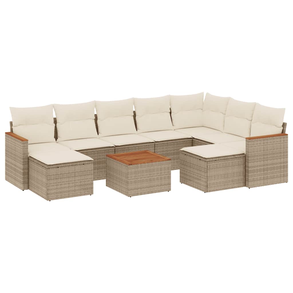 10-delige Loungeset met kussens poly rattan beige is nu te koop bij PeponiXL, paradijselijk wonen!
