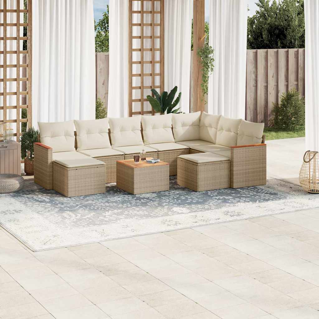 10-delige Loungeset met kussens poly rattan beige is nu te koop bij PeponiXL, paradijselijk wonen!