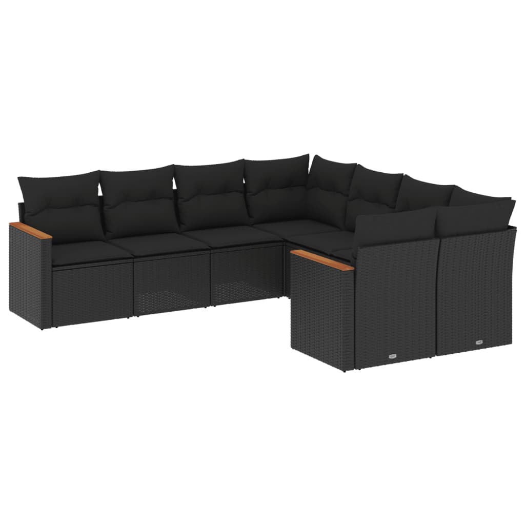 8-delige Loungeset met kussens poly rattan zwart is nu te koop bij PeponiXL, paradijselijk wonen!