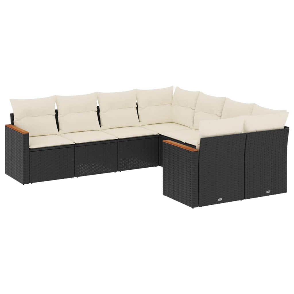 8-delige Loungeset met kussens poly rattan zwart is nu te koop bij PeponiXL, paradijselijk wonen!