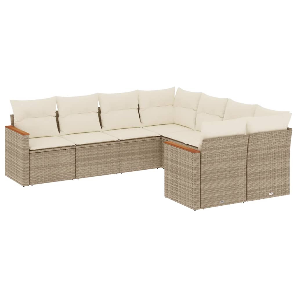 8-delige Loungeset met kussens poly rattan beige is nu te koop bij PeponiXL, paradijselijk wonen!