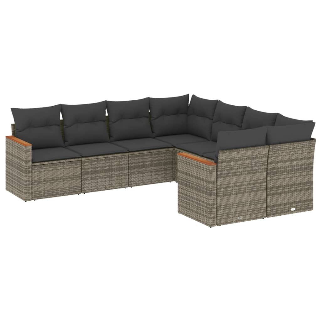 8-delige Loungeset met kussens poly rattan grijs is nu te koop bij PeponiXL, paradijselijk wonen!