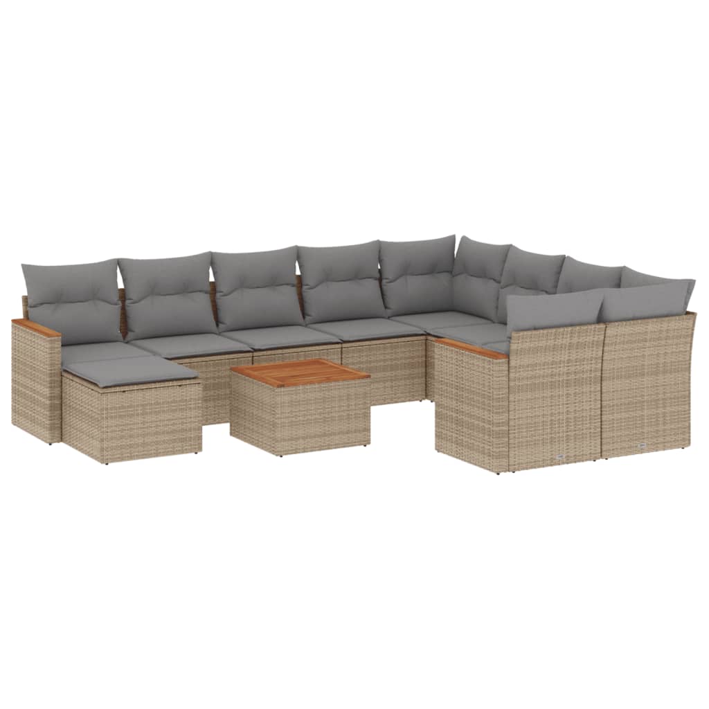 11-delige Tuinset met kussens poly rattan beige is nu te koop bij PeponiXL, paradijselijk wonen!