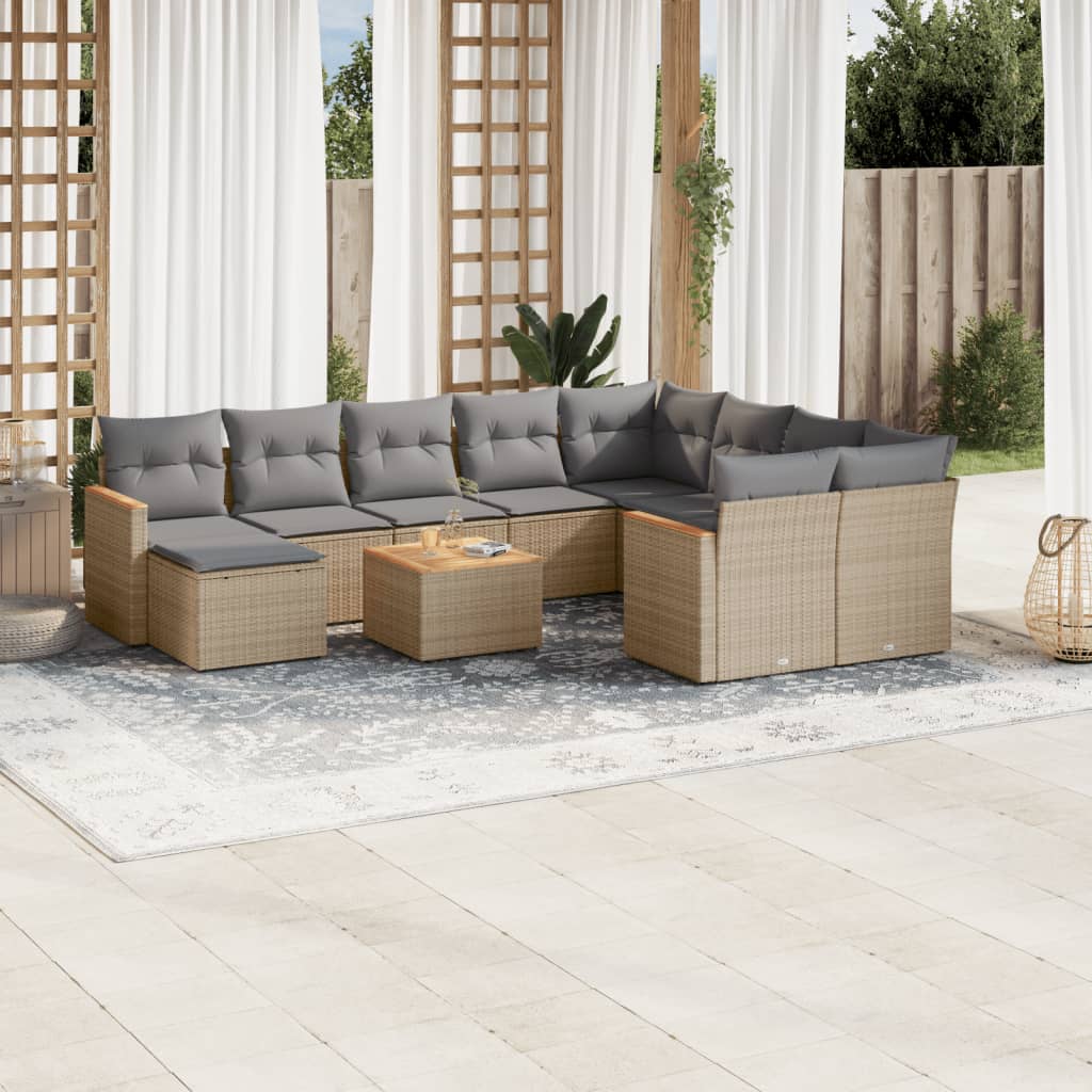 11-delige Tuinset met kussens poly rattan beige is nu te koop bij PeponiXL, paradijselijk wonen!