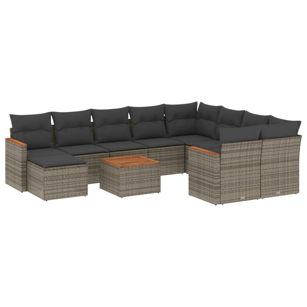 11-delige Loungeset met kussens poly rattan grijs is nu te koop bij PeponiXL, paradijselijk wonen!