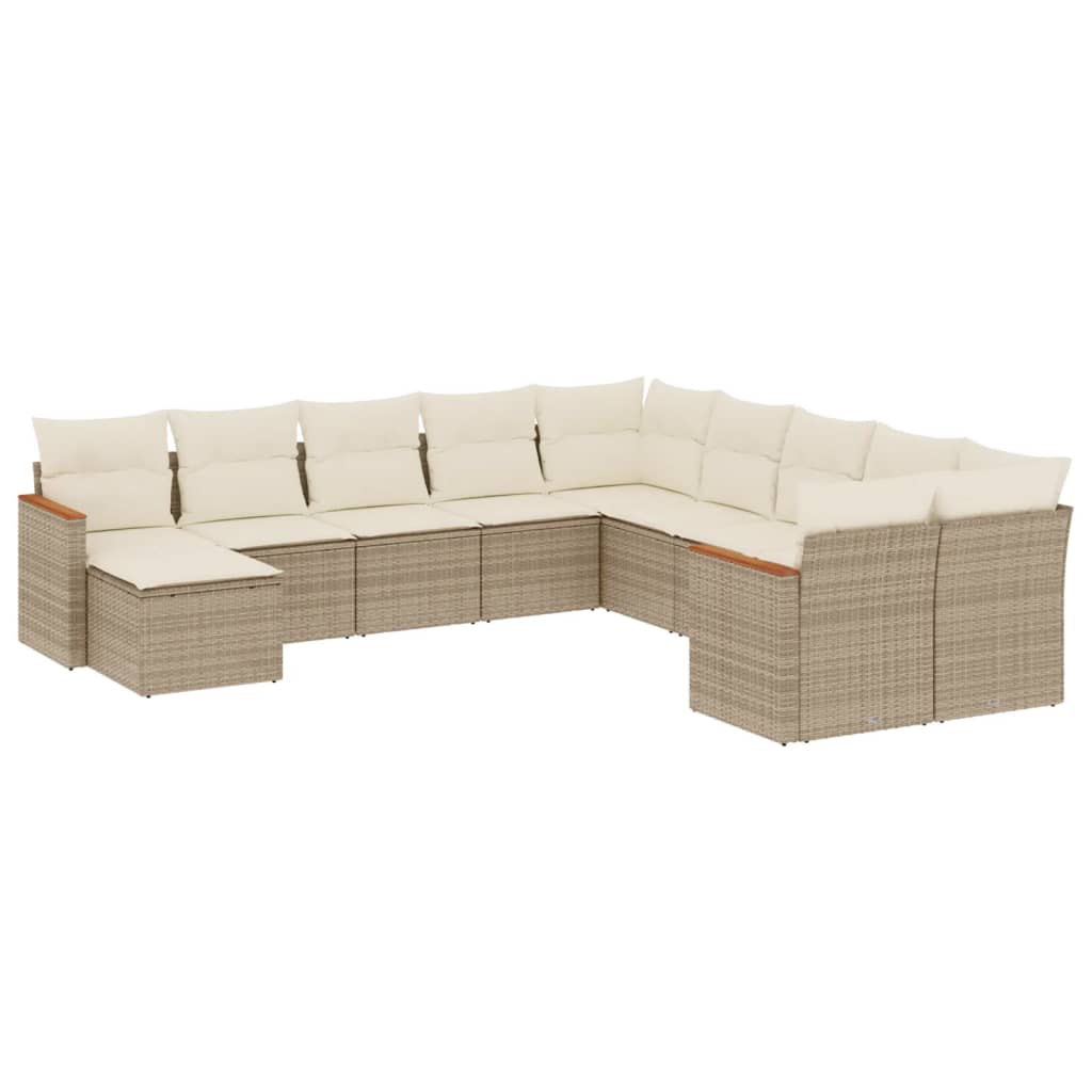 11-delige Tuinset met kussens poly rattan beige is nu te koop bij PeponiXL, paradijselijk wonen!