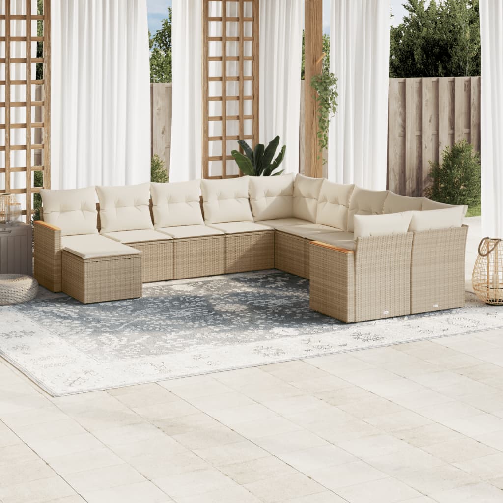 11-delige Tuinset met kussens poly rattan beige is nu te koop bij PeponiXL, paradijselijk wonen!