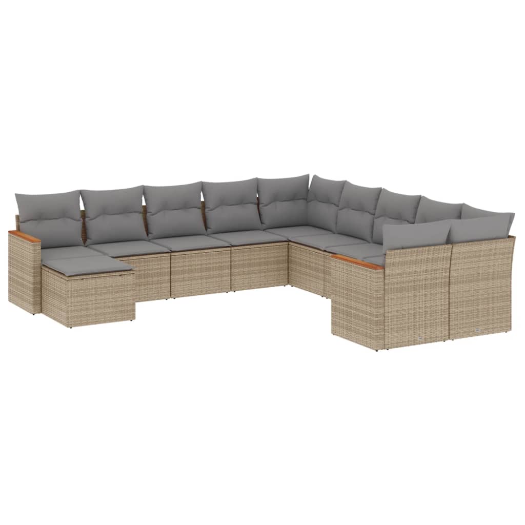 11-delige Tuinset met kussens poly rattan beige is nu te koop bij PeponiXL, paradijselijk wonen!