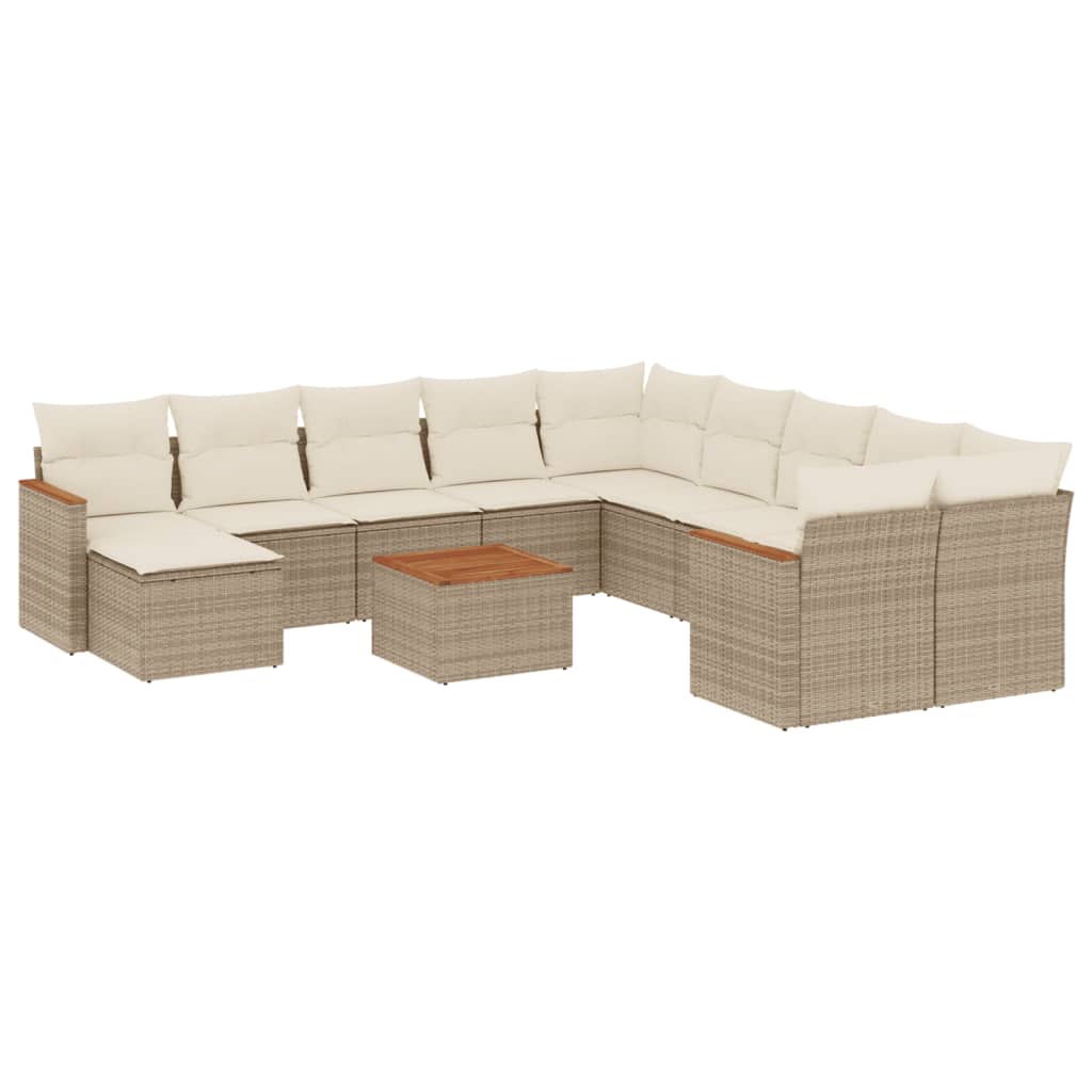 12-delige Loungeset met kussens poly rattan beige is nu te koop bij PeponiXL, paradijselijk wonen!