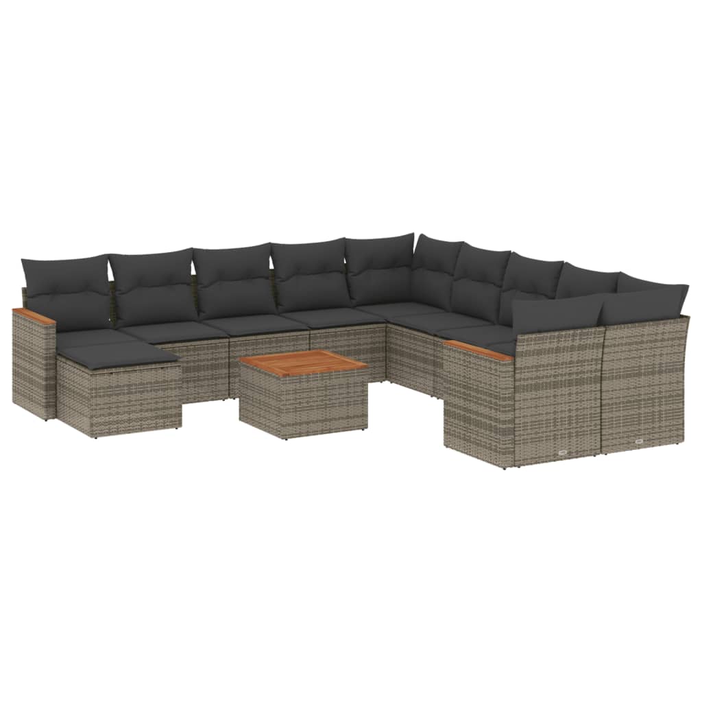 12-delige Loungeset met kussens poly rattan grijs is nu te koop bij PeponiXL, paradijselijk wonen!