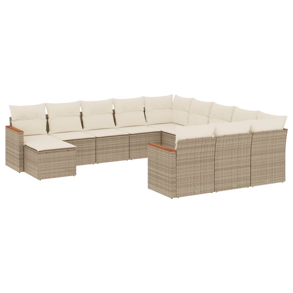 12-delige Loungeset met kussens poly rattan beige is nu te koop bij PeponiXL, paradijselijk wonen!