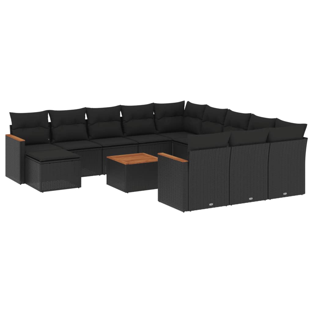13-delige Loungeset met kussens poly rattan zwart is nu te koop bij PeponiXL, paradijselijk wonen!