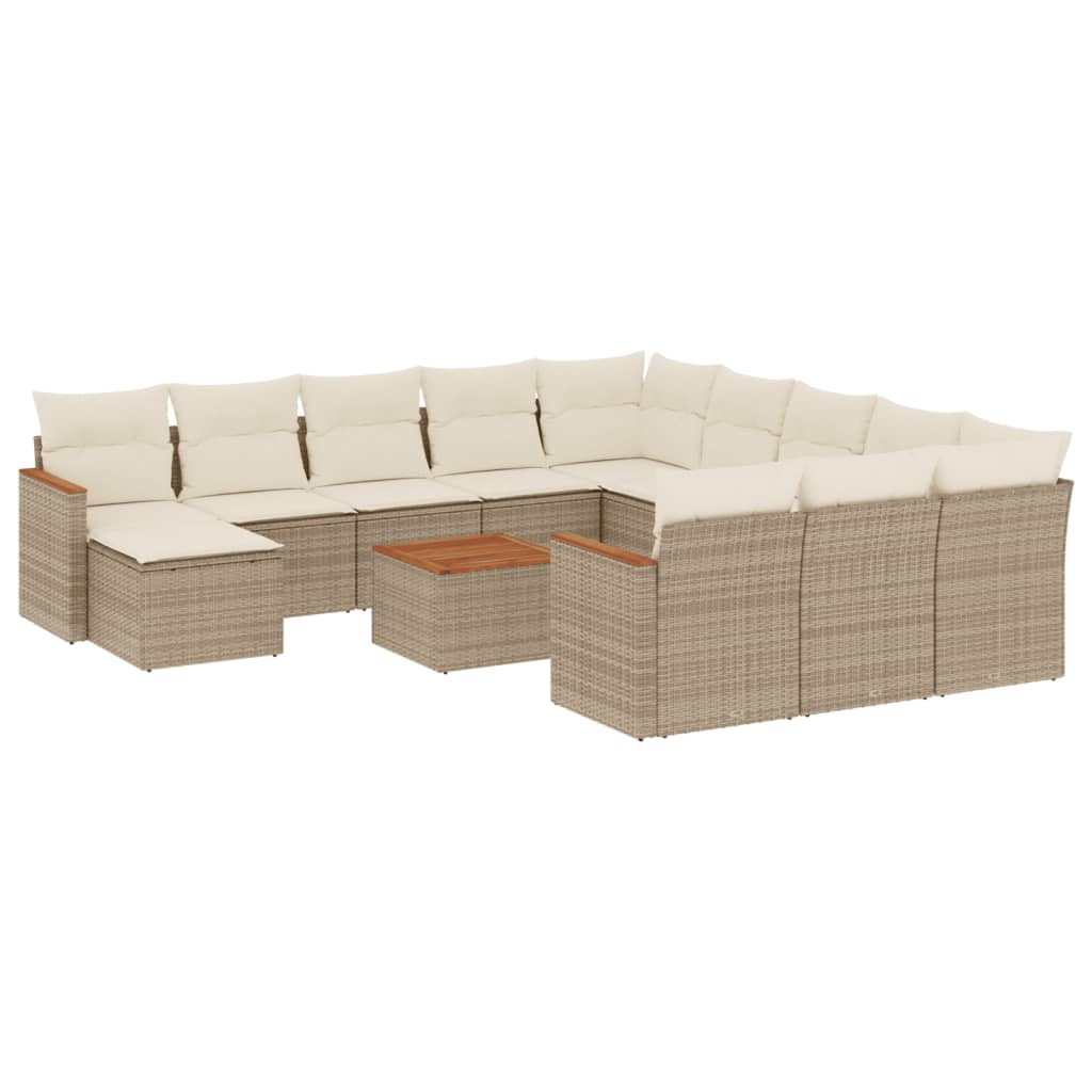 13-delige Loungeset met kussens poly rattan beige is nu te koop bij PeponiXL, paradijselijk wonen!