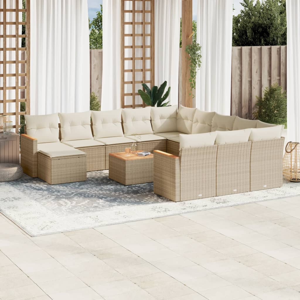 13-delige Loungeset met kussens poly rattan beige is nu te koop bij PeponiXL, paradijselijk wonen!