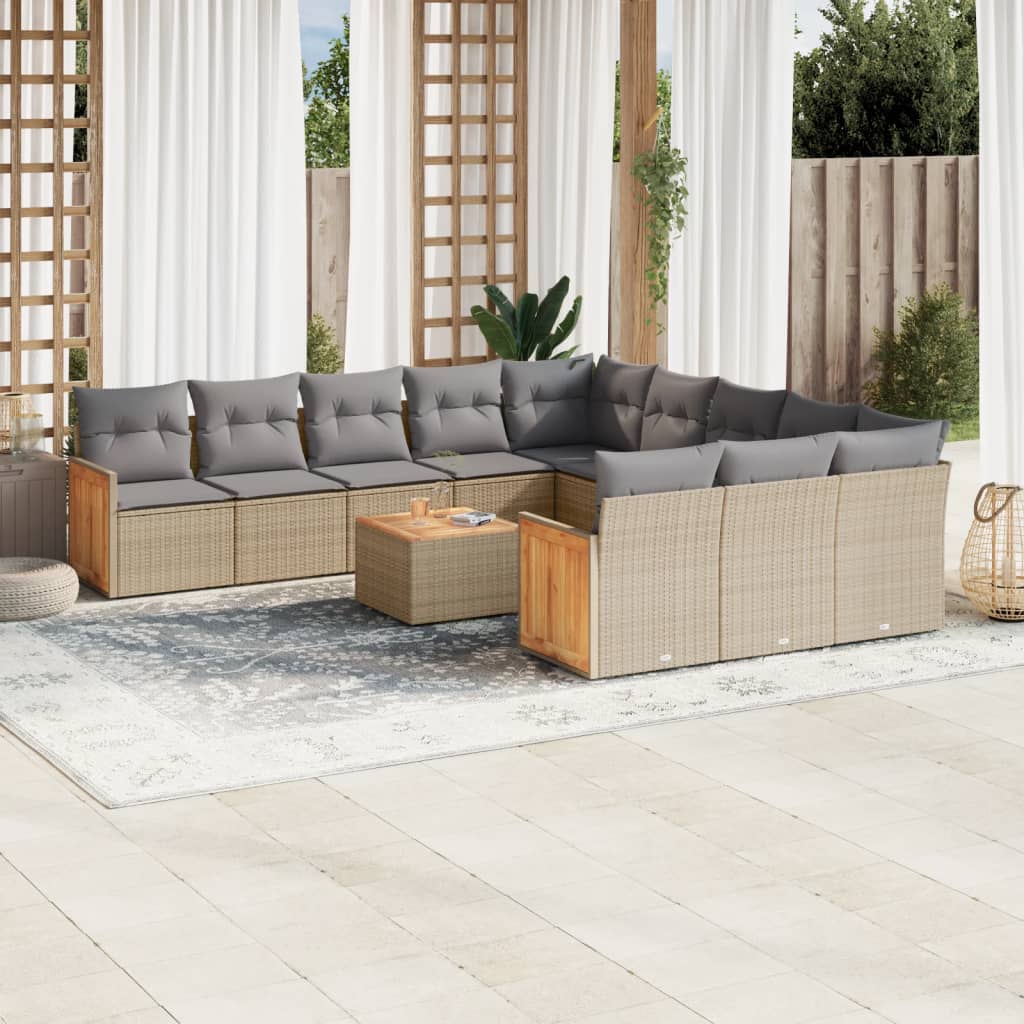 13-delige Loungeset met kussens poly rattan beige is nu te koop bij PeponiXL, paradijselijk wonen!