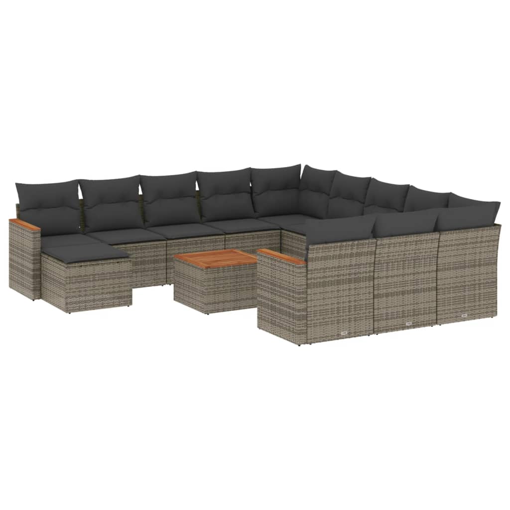 13-delige Loungeset met kussens poly rattan grijs is nu te koop bij PeponiXL, paradijselijk wonen!