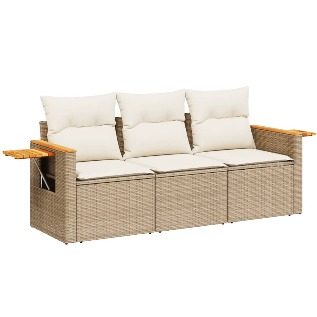 3-delige Loungeset met kussens poly rattan beige is nu te koop bij PeponiXL, paradijselijk wonen!