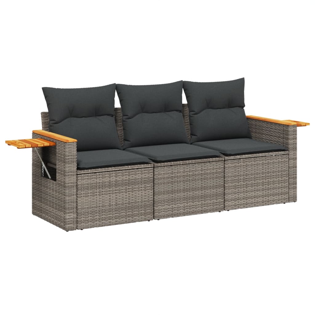 3-delige Loungeset met kussens poly rattan grijs is nu te koop bij PeponiXL, paradijselijk wonen!