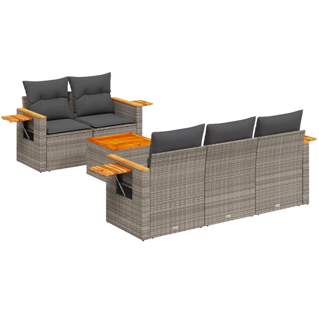 6-delige Loungeset met kussens poly rattan grijs is nu te koop bij PeponiXL, paradijselijk wonen!