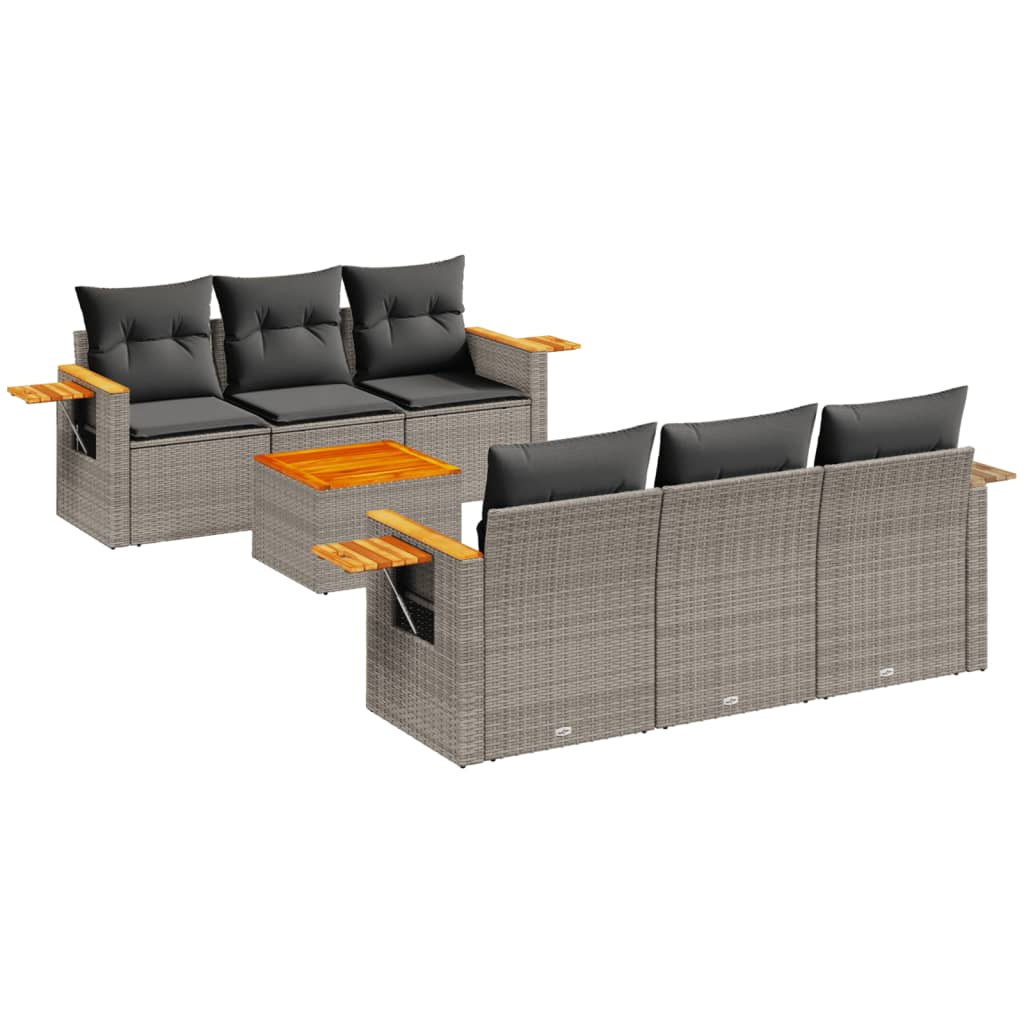 7-delige Loungeset met kussens poly rattan grijs is nu te koop bij PeponiXL, paradijselijk wonen!