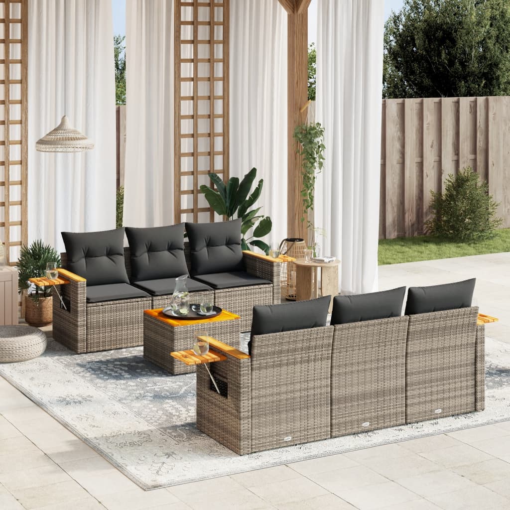 7-delige Loungeset met kussens poly rattan grijs is nu te koop bij PeponiXL, paradijselijk wonen!