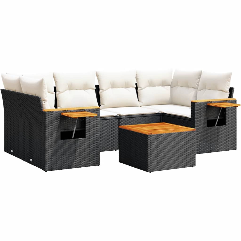 7-delige Loungeset met kussens poly rattan zwart is nu te koop bij PeponiXL, paradijselijk wonen!