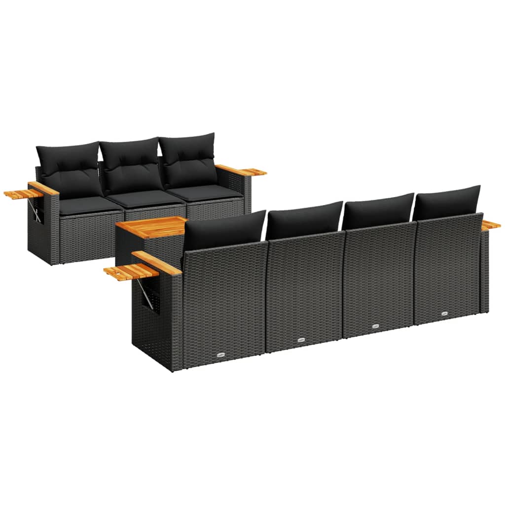 8-delige Loungeset met kussens poly rattan zwart is nu te koop bij PeponiXL, paradijselijk wonen!