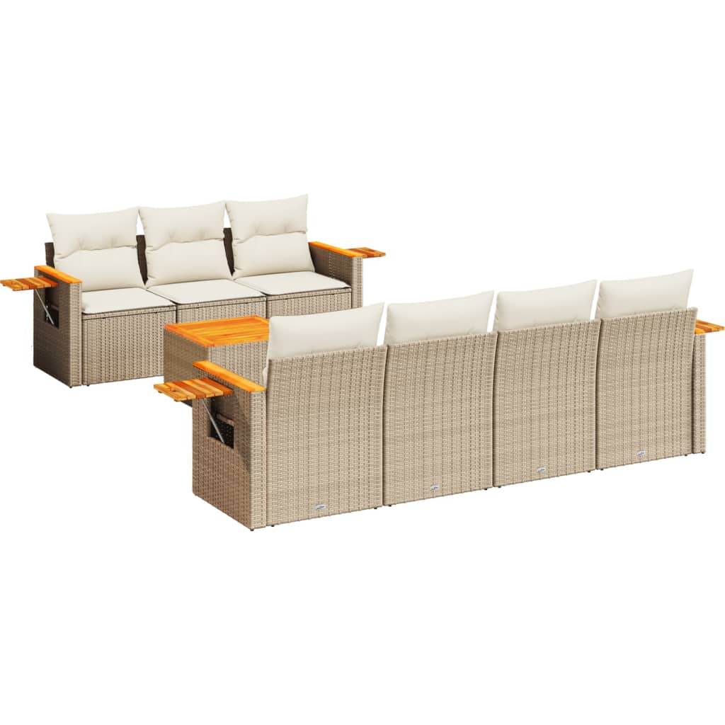 8-delige Loungeset met kussens poly rattan beige is nu te koop bij PeponiXL, paradijselijk wonen!