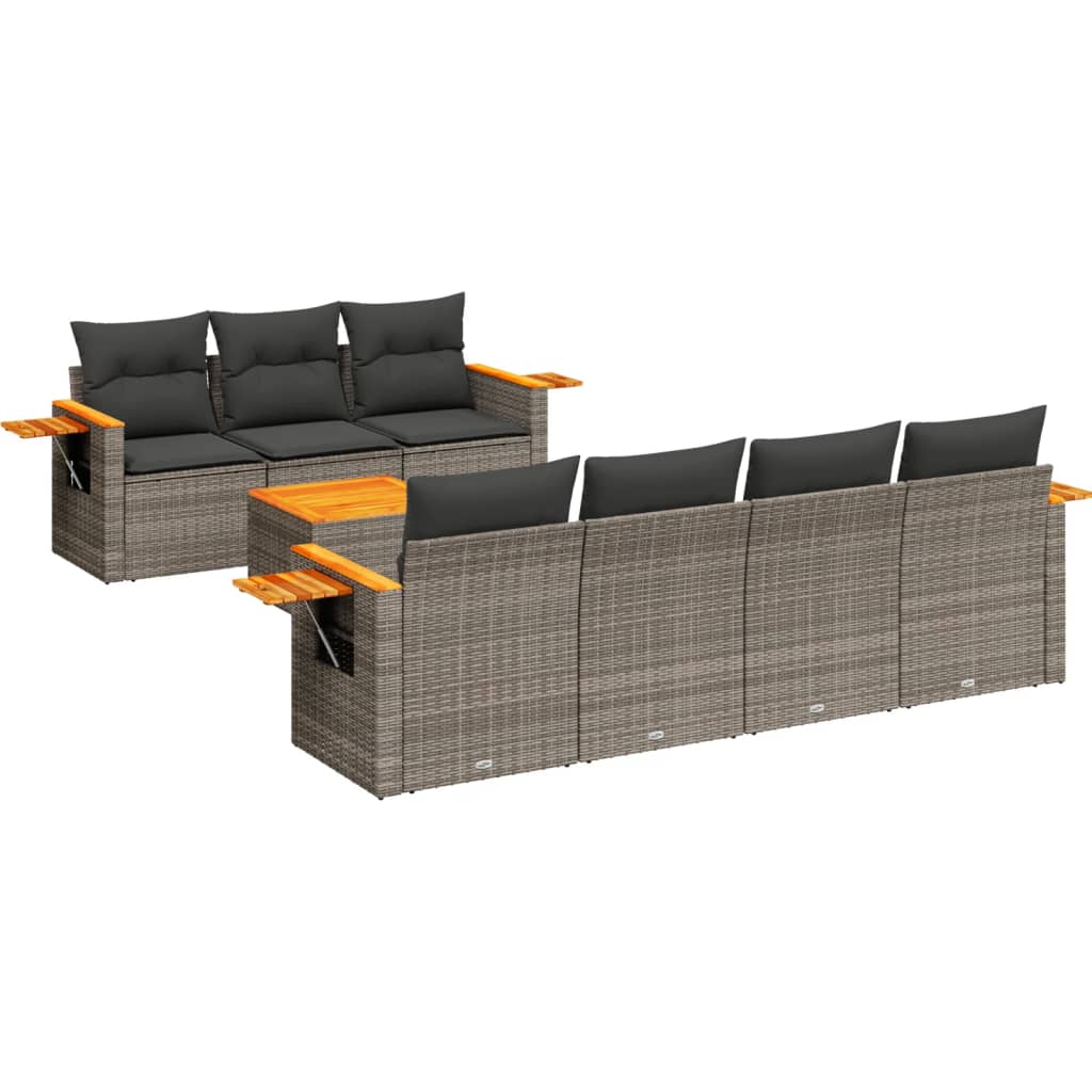 8-delige Loungeset met kussens poly rattan grijs is nu te koop bij PeponiXL, paradijselijk wonen!