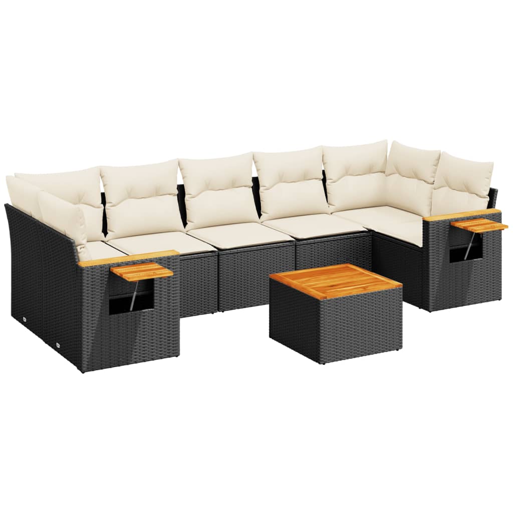 8-delige Loungeset met kussens poly rattan zwart is nu te koop bij PeponiXL, paradijselijk wonen!