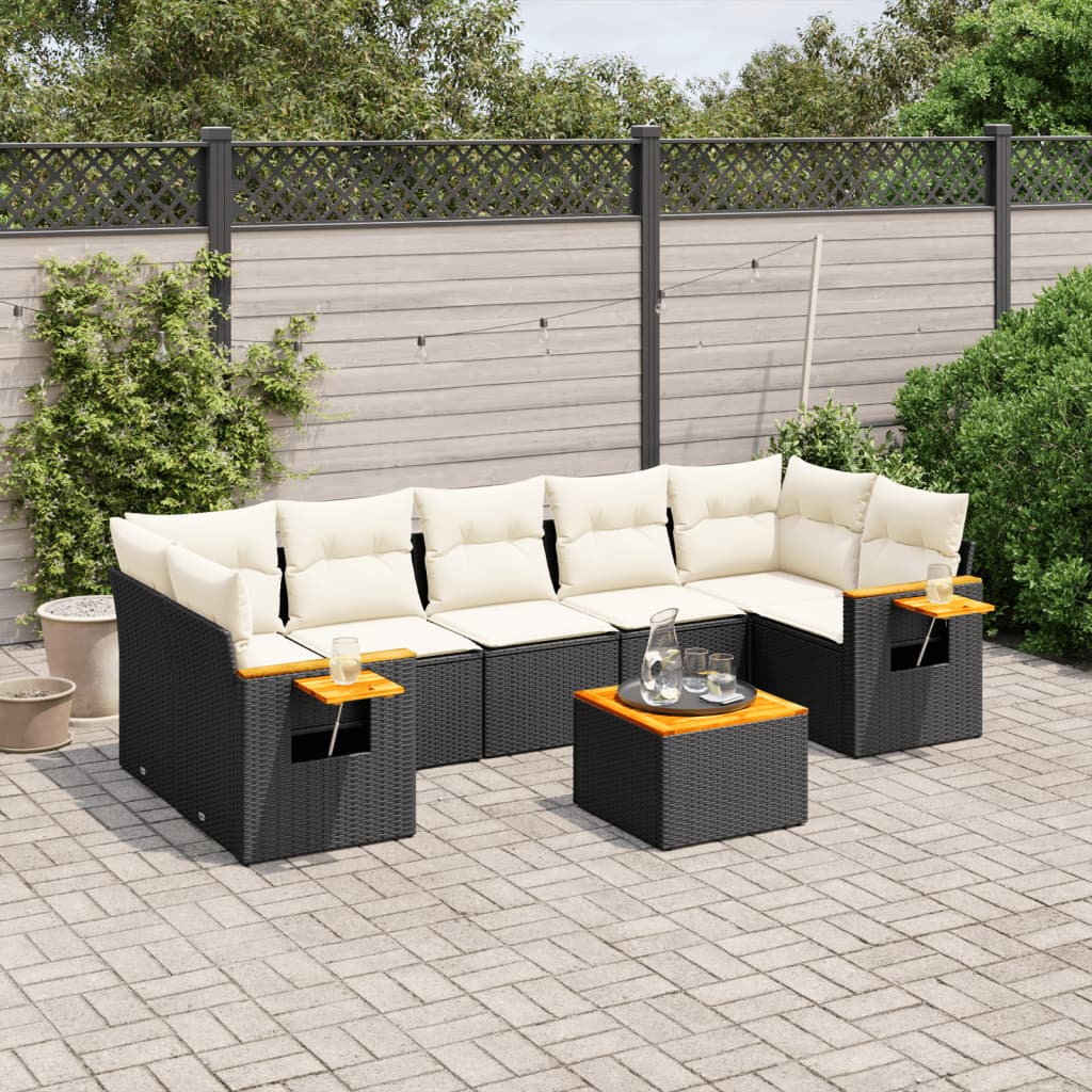 8-delige Loungeset met kussens poly rattan zwart is nu te koop bij PeponiXL, paradijselijk wonen!