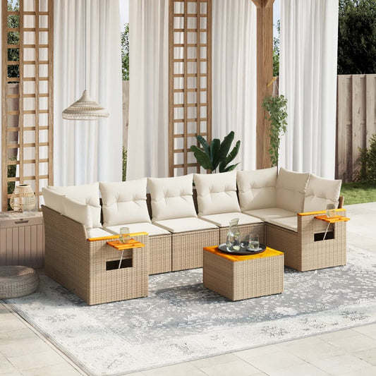 8-delige Loungeset met kussens poly rattan beige is nu te koop bij PeponiXL, paradijselijk wonen!