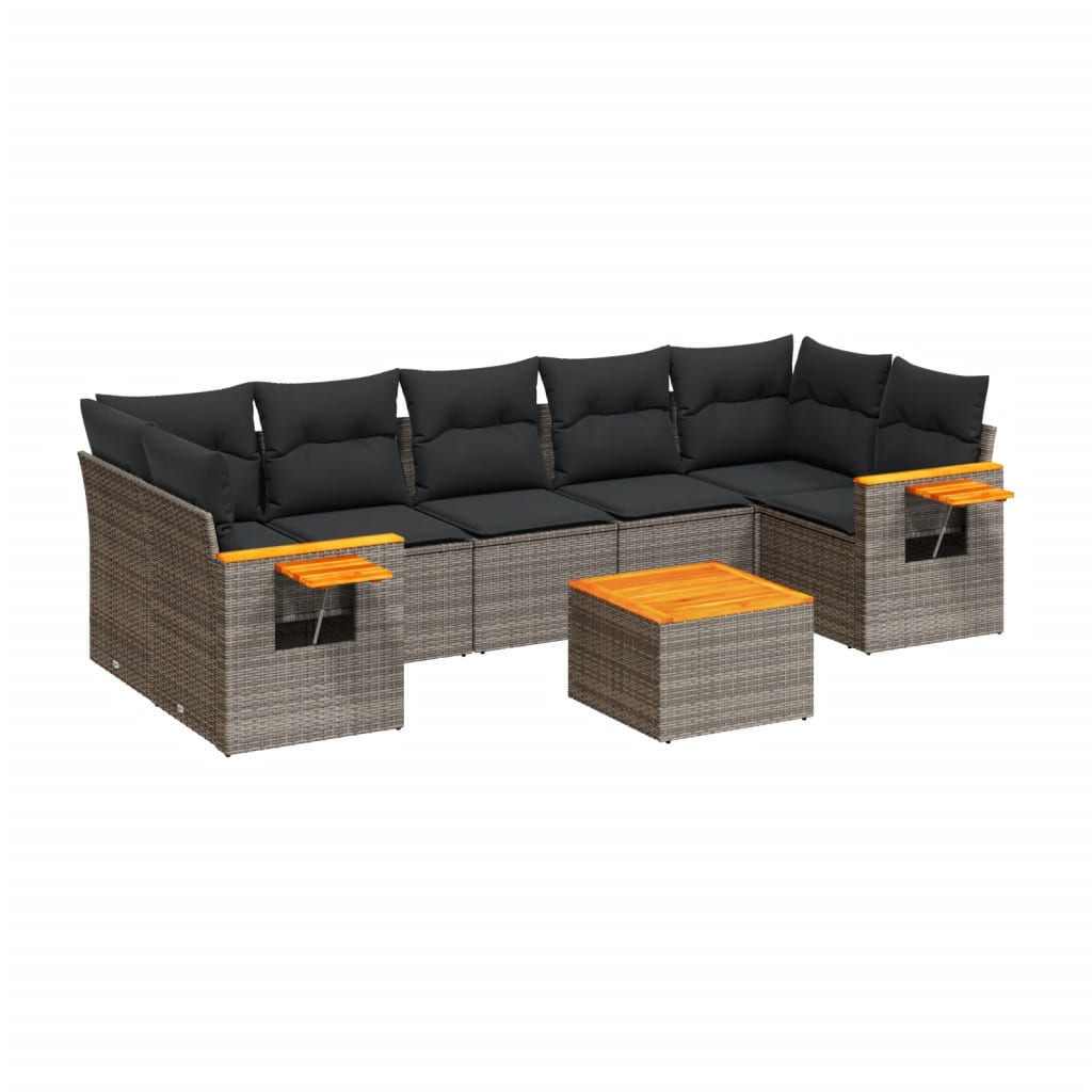 8-delige Loungeset met kussens poly rattan grijs is nu te koop bij PeponiXL, paradijselijk wonen!