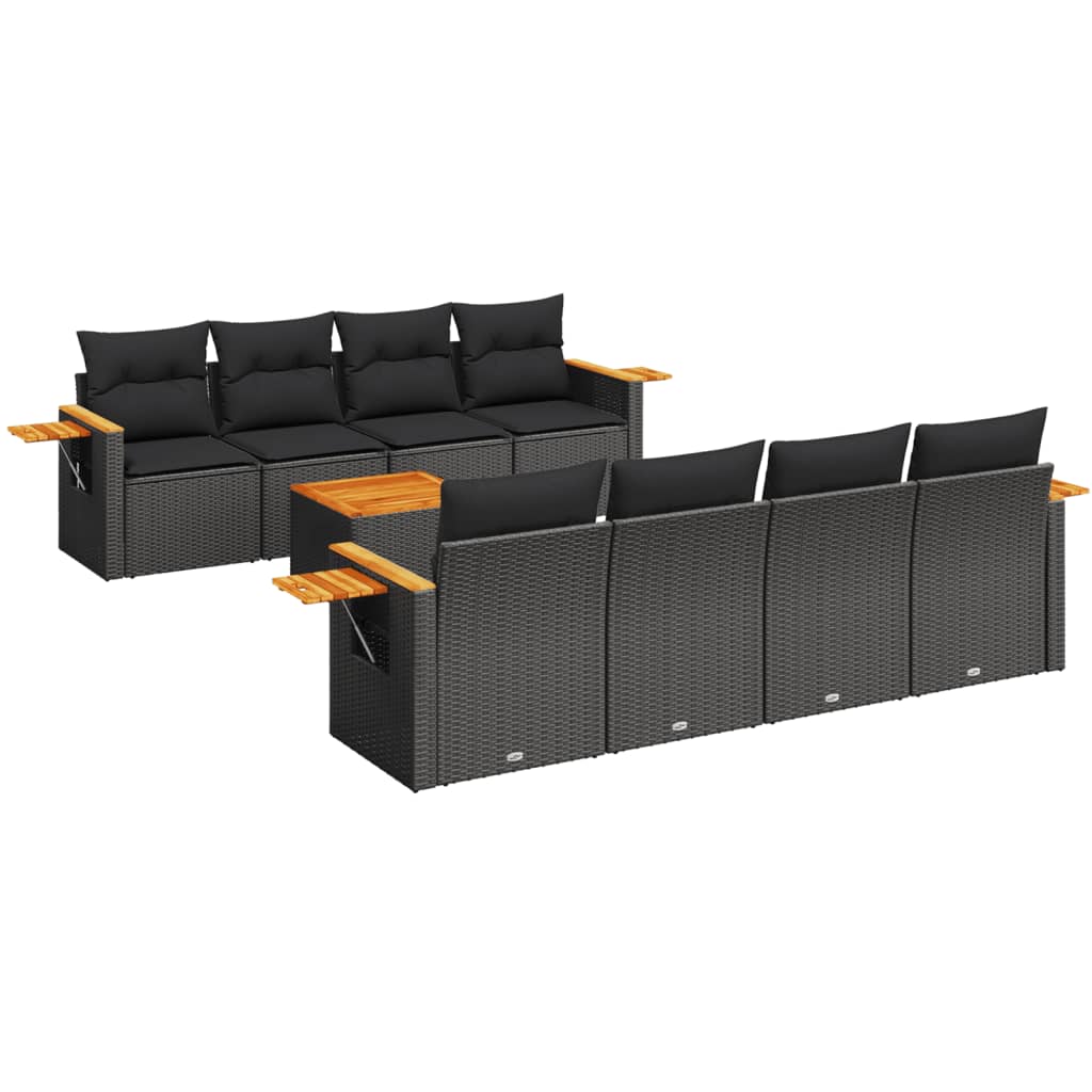 9-delige Loungeset met kussens poly rattan zwart is nu te koop bij PeponiXL, paradijselijk wonen!