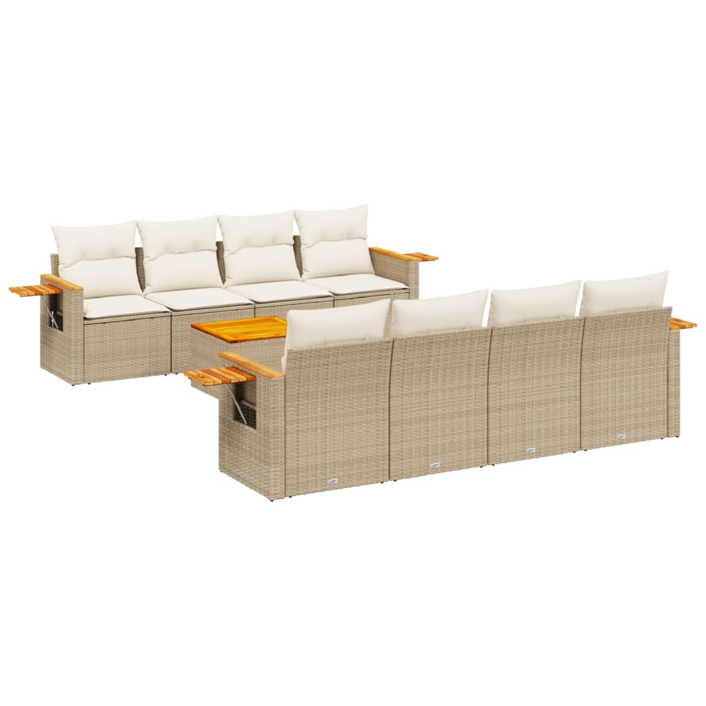 9-delige Loungeset met kussens poly rattan beige is nu te koop bij PeponiXL, paradijselijk wonen!