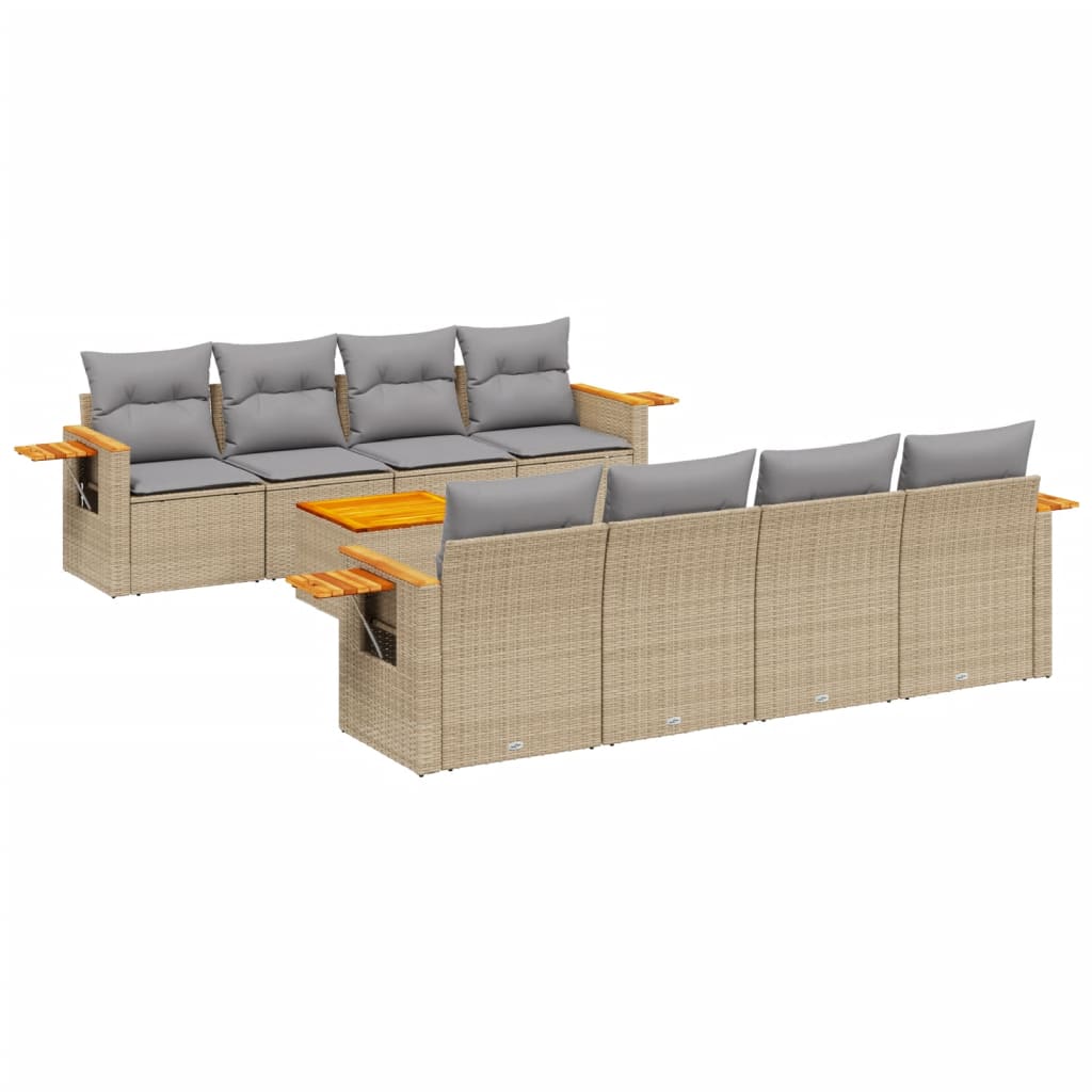 9-delige Loungeset met kussens poly rattan beige is nu te koop bij PeponiXL, paradijselijk wonen!