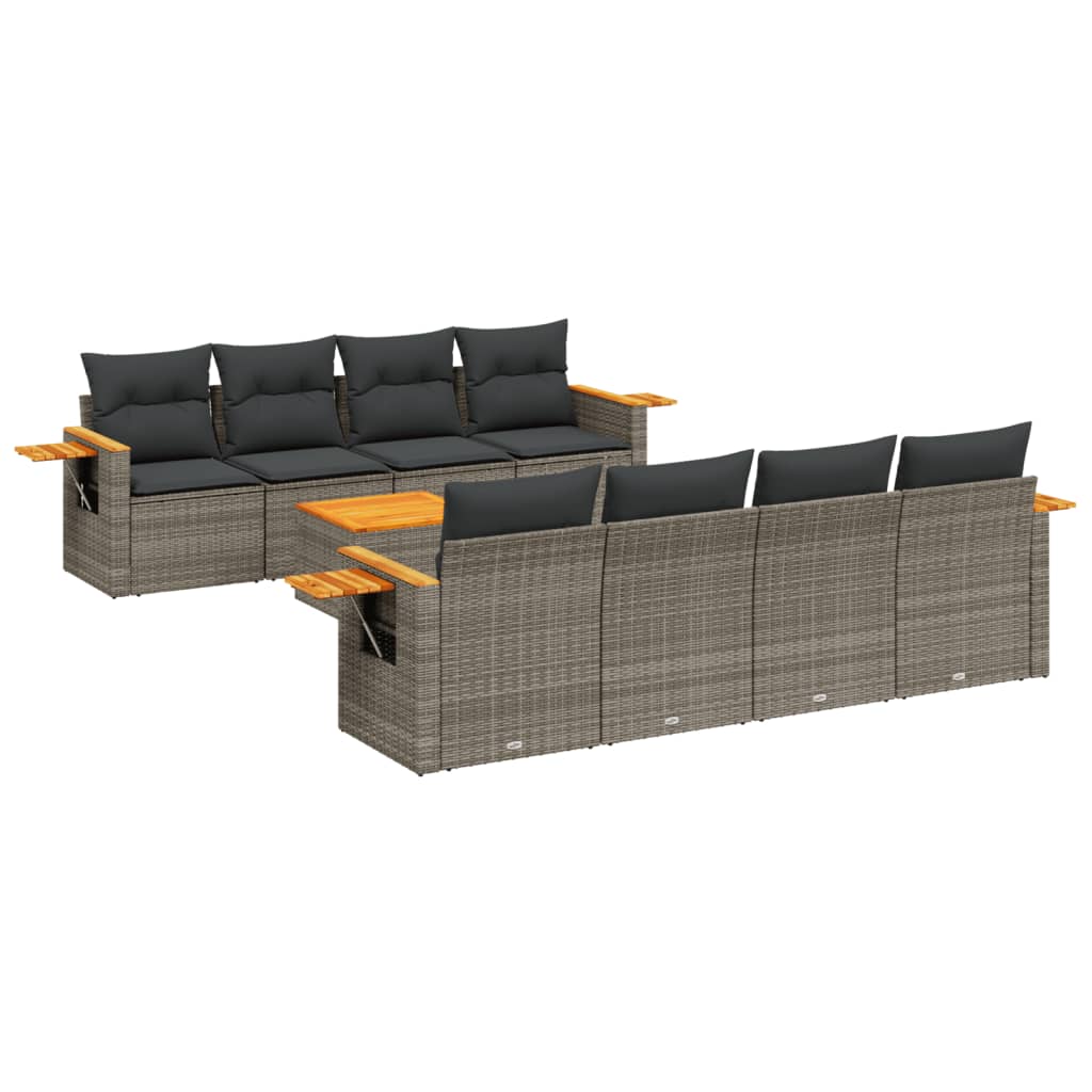 9-delige Loungeset met kussens poly rattan grijs is nu te koop bij PeponiXL, paradijselijk wonen!